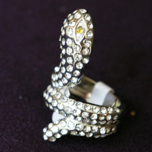 Snake Necklace Earrings Ring Size 6 Silver Tone - Picture 7 of 8